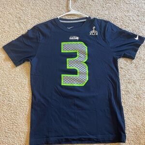 Seattle Seahawks Nike Tee Mens M Wilson #3 T-Shirt Super Bowl XLIX